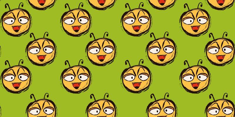 Grunge Comic Smiley Faces Seamless Pattern. Unique doodle sticker head characters. Punk graffiti emoticons in hand drawn sketch style. Perfect emoji for social media