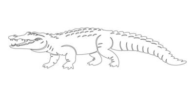 A detailed crocodile silhouette in a dynamic pose, exuding strength and primal energy against a pristine white backdrop. vector