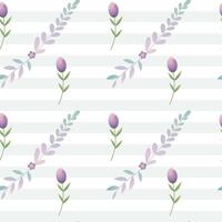 Seamless pattern with purple flowers and branches. Spring background in pastel colors. Romantic flower pattern vector