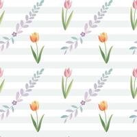 Seamless pattern with tulips and branches. Spring background in pastel colors. Romantic flower pattern vector
