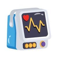 An ECG machine displaying heart rate for medical diagnostics,. vector