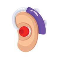 Get your hands on this amazing icon of hearing aid in trendy style vector