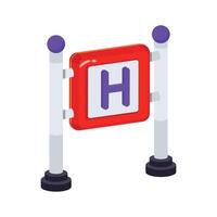 A signboard representing a hospital location or healthcare facility vector