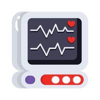 An ECG machine displaying heart rate for medical diagnostics vector