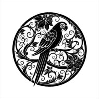 A parrot clinging to the side of a tree trunk vector