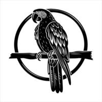 Silhouette of a parrot isolated on white background. vector