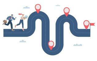 Business team running work on project timeline, Roadmap, Project planning, Progress in business, Key route map with action plans, Timeline to success, Operational Procedure Report. design. vector