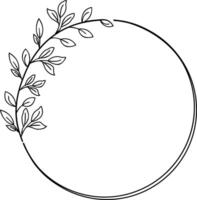 Elegant hand drawn circular frame with botanical elements, for invitations, logos, and decorative designs, for rustic wedding stationery and branding. illustration vector