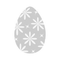 Easter Egg Decorate Floral pattern and stars in grayscale. Easter greeting design element concept. Isolated Illustration Thematic cards Sticker, Icon, posters or web promo banner, leaflets, tag vector
