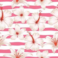 Floral seamless pattern with leaves with horizontal abstract pink line. tropical background vector