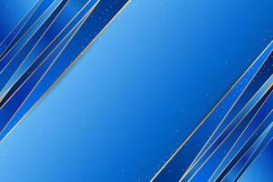 Luxury Gold and Blue Corner Frame Background. Elegant Diagonal Abstract Design for Branding with Golden Lines for Business Presentations, Ads, Magazines. vector
