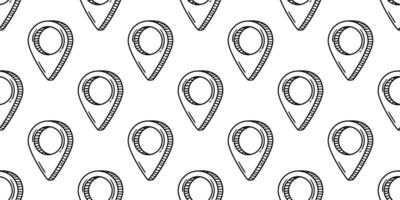 A seamless pattern featuring hand-drawn doodle-style location pins arranged on a white background. Ideal for design projects, maps, travel themes, and creative applications. vector