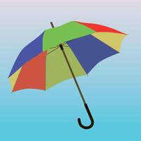 An illustration of a colorful umbrella. The colors are red, blue yellow and green. vector
