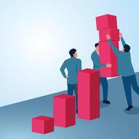A man takes a graph from a pile brought by another person. Illustration of profit sharing, dividends, and shareholders. vector