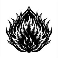 Flickering flames black and white 2D line cartoon object Bonfire burning isolated . vector