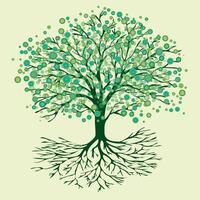 An illustration of a tree of life with abstract round green flowers vector