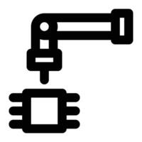 A robot arm holding a computer chip vector