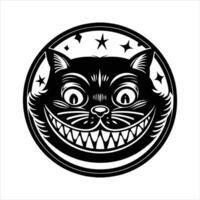 A black and white picture of a cat with a black face vector