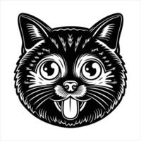 A black and white picture of a cat with a black vector