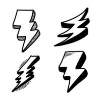 hand drawn sketch style lightning collection illustration. thunderbolt doodle icon set.eps 10. vector