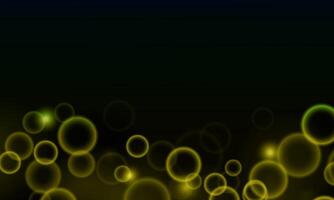 smooth yellow circle bubbles on the dark background with copy space. Shiny blurred light. vector