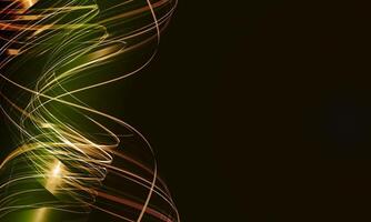 colorful circular lines pattern on dark green background. glowing shiny spiral lines with copy space. vector