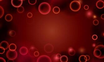 smooth red circle bubbles on the dark red background with copy space. blurred red background. vector