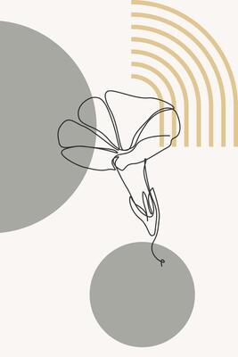 Beige Nature Art Botanical Abstract Floral Outline Wall Art Background
