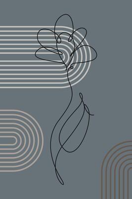 Beige Art Botanical Abstract Floral Outline Wall Art Background