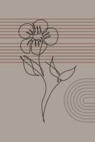 Art Boho of Botanical Abstract Floral Outline Wall Art Background vector