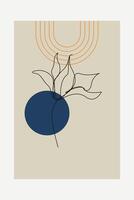 Art of Botanical Abstract Floral Outline Wall Art Background vector