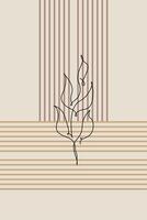 Bohemian Botanical Abstract Floral Outline Wall Art Background vector