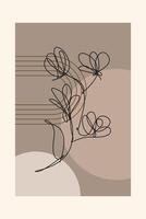 Beige Botanical Abstract Floral Wall Art Background Template vector