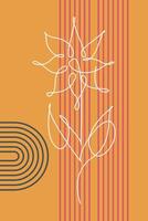 Flat Botanical Abstract Floral Outline Wall Art Background vector