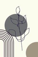 Boho Botanical Abstract Floral Outline Wall Art Background vector