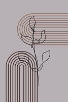 Nature Botanical Abstract Floral Outline Wall Art Background vector