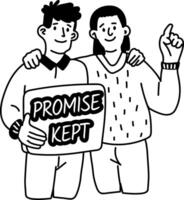 A simple yet powerful illustration of a hand holding a heart symbolizing keeping a promise, glyph style sticker vector