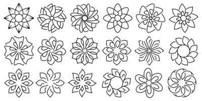 A set of different flower designs for coloring vector