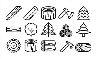 set of outline icons related to wood linear icon vector