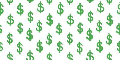 seamless pattern with green dollar symbol in hand drawing style vector