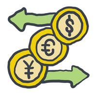 exchanging icon in hand drawn style vector