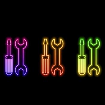 Animated settings line icons. Spinning gear animation. Interface elements vector