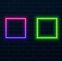 Neon Frame Set. green color. vector