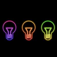 Glowing neon lamp with idea icon concept isolated on blue background. Symbol of energy and idea. Concept of inspiration. vector