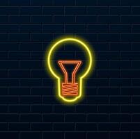 Neon bulb glowing line icon isolated on black background. motion graphic animation. vector