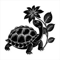 turtle walking on the ground silhouette isolated vector