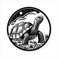 turtle walking on the ground silhouette isolated white background vector