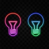 Neon colorful light bulb icon. Vintage laser effect. Infinite loopable vector