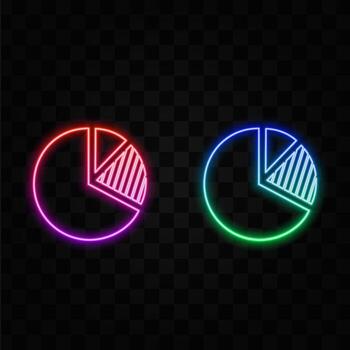 Pie Graph Graph Graphic Infographic Bright Neon Line Infographic Icon Isolated on Black Background. Diagram chart sign. Colorful outline concept. vector