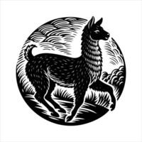 Silhouette of Llama filled with nature view vector